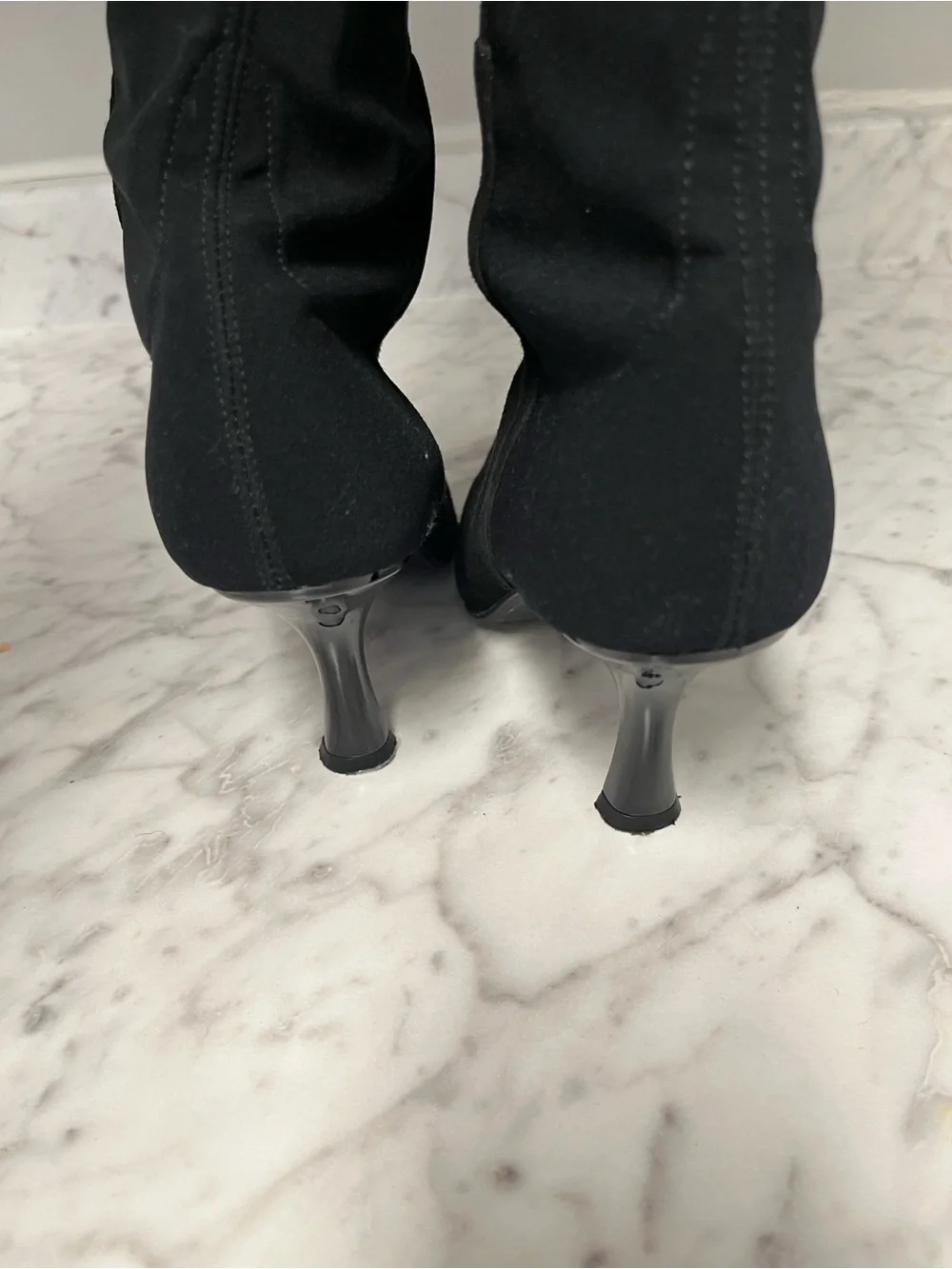 Stuart Weitzman Black Suede Over-the-Knee Boots with Leopard Accent